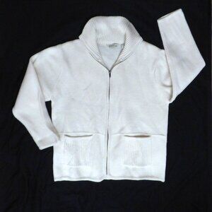 Orvis Ivory Zip-up Mock Neck Cardigan sweater XL